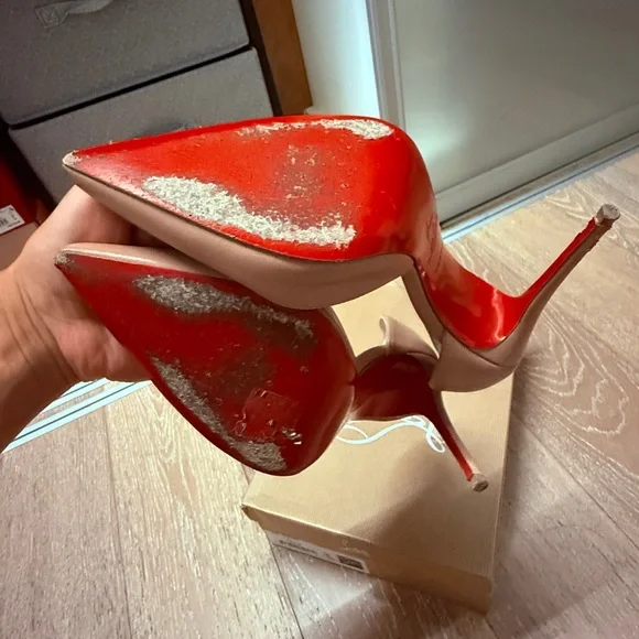 Christian Louboutin IRIZA 100mm NAPPA Women's Tan Pumps - Picture 7 of 7